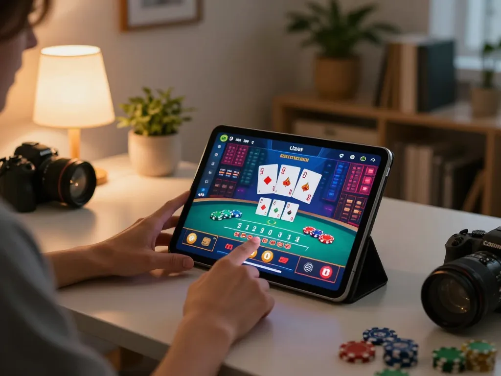 Engaged player using tr88 online casino app for strategic betting on blackjack game