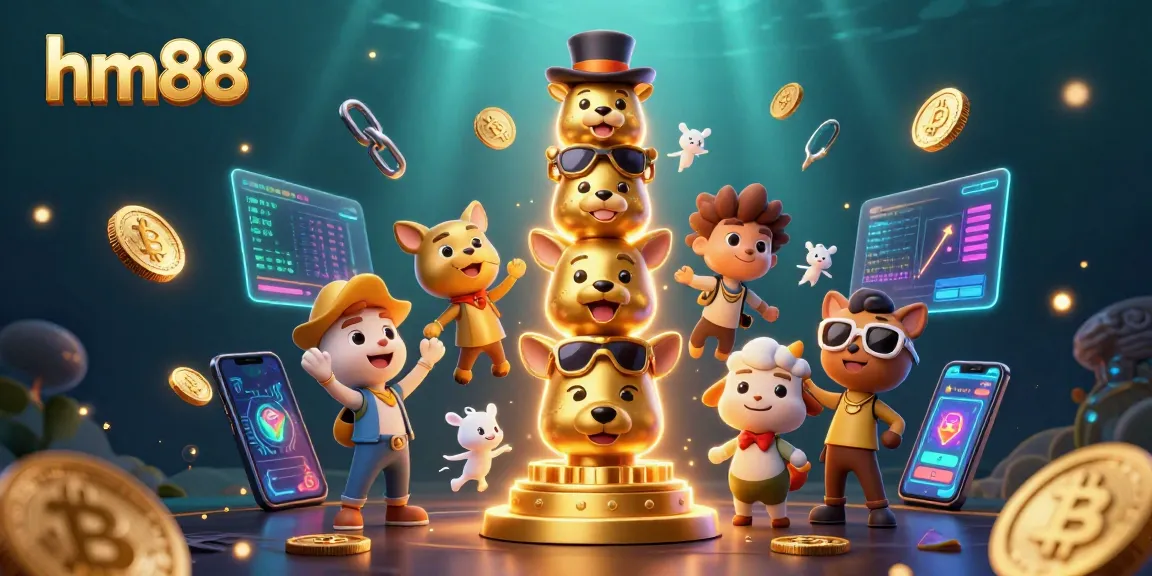 Experience the excitement of hm88 with vibrant casino elements in a lively 3D illustration.