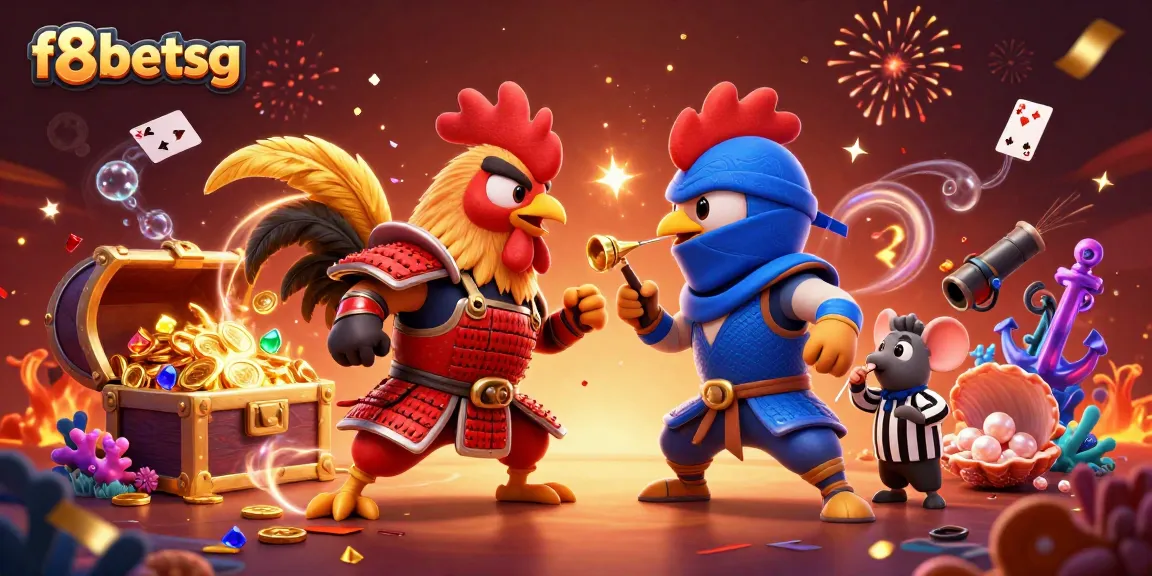Engage in epic cockfighting action with f8betsg’s dynamic duel of samurai and ninja roosters.