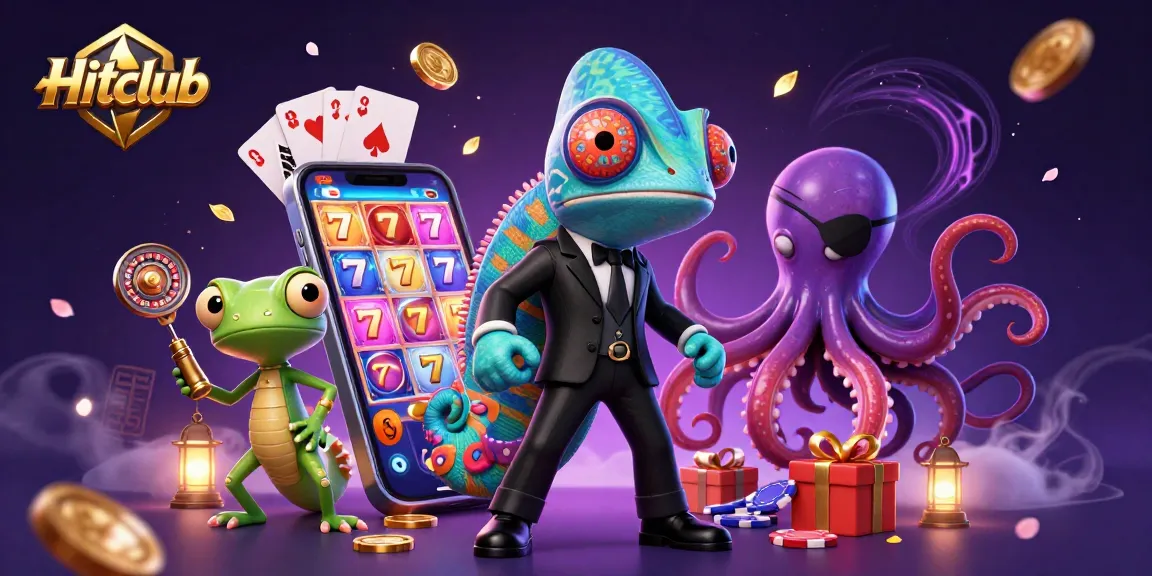 Hitclub's thrilling gaming scene showcases a vibrant 3D casino adventure with dynamic characters.