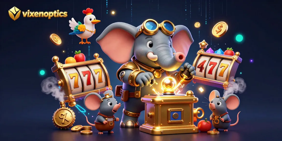 Spin the reels at vixenoptics' lively casino scene featuring vibrant steampunk characters.