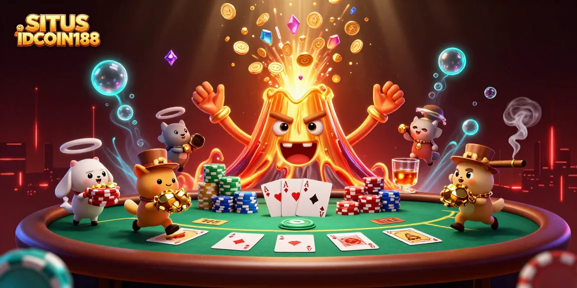 Experience thrilling wins at SITUS IDCOIN188 with a vibrant casino landscape filled with treasure.