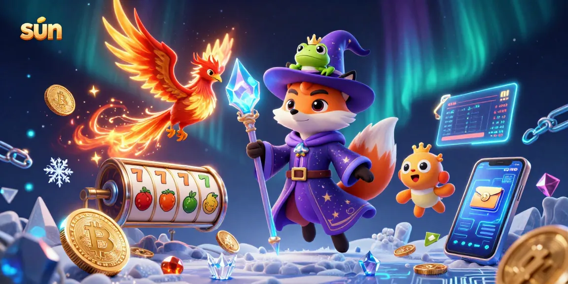 Experience thrilling slots under the magical sun with a wizard, phoenix, and vibrant game elements.