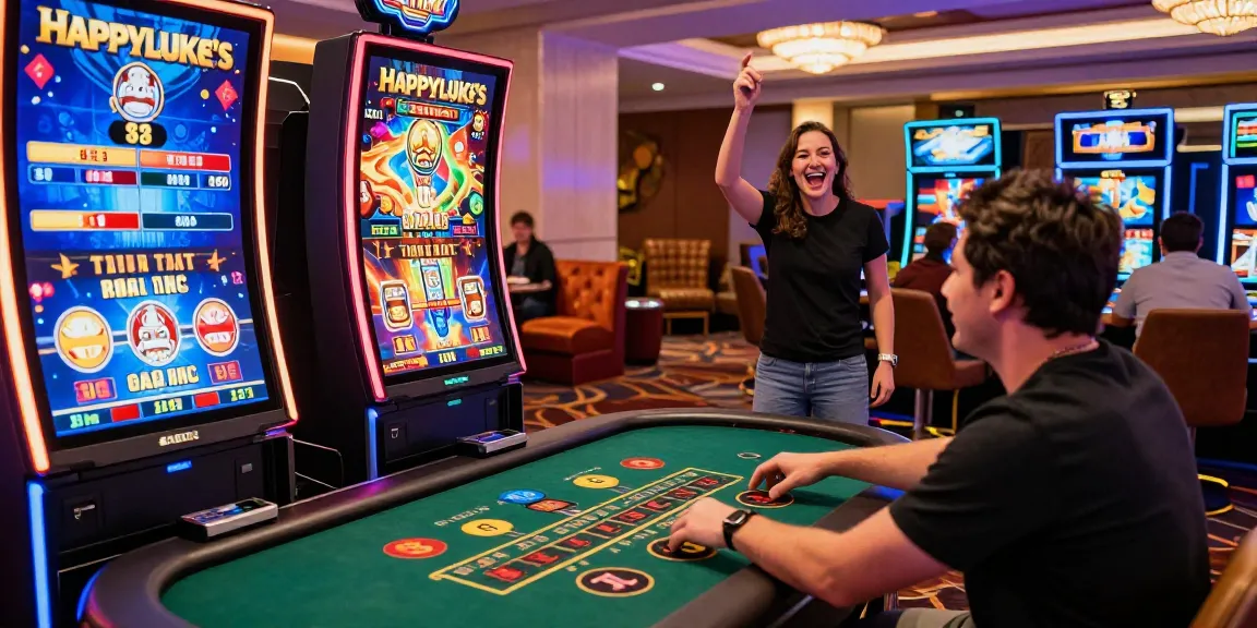 Players enjoying thrilling games at Happyluke online casino, showcasing vibrant atmosphere and exciting gaming.