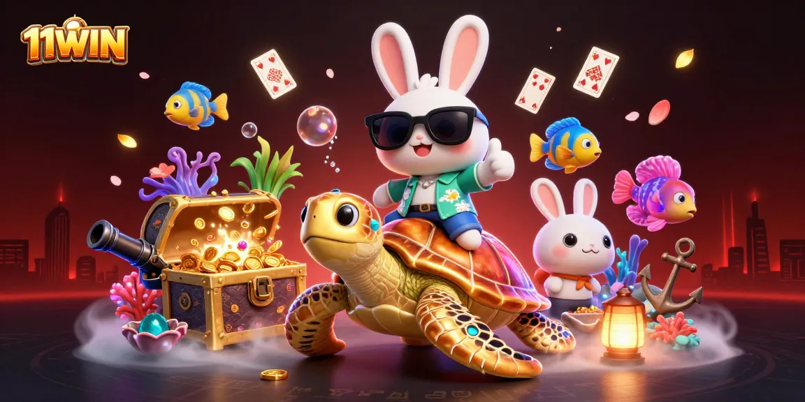 Engage with exciting 11WIN gaming experiences amidst vibrant 3D casino visuals and vibrant underwater themes.