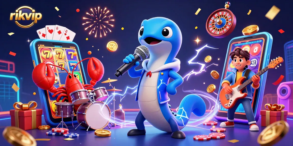 Experience the thrill of rikvip with a vibrant underwater casino scene featuring a DJ electric eel and band.