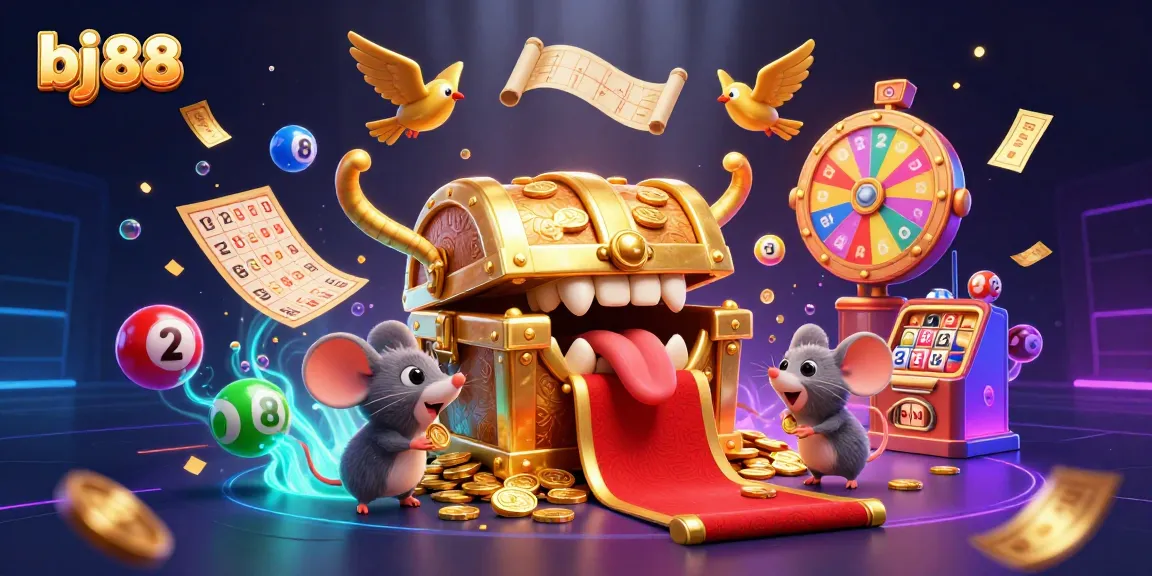 Spin the reels with bj 88 as colorful lottery balls and prizes bring excitement to the casino scene.