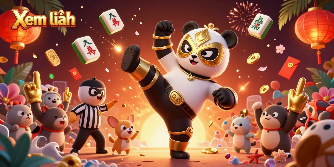 Xem thêm an exciting illustration of a panda wrestler flying kick in a vibrant casino atmosphere