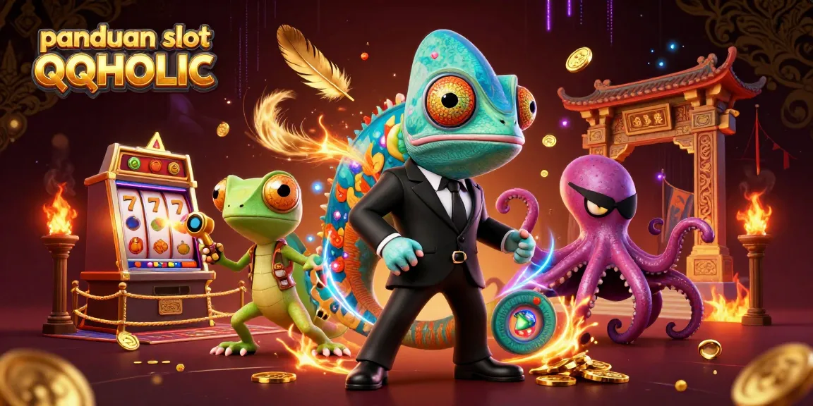 Experience the thrill with panduan slot QQHOLIC showing vibrant slots, dynamic action, and engaging characters.