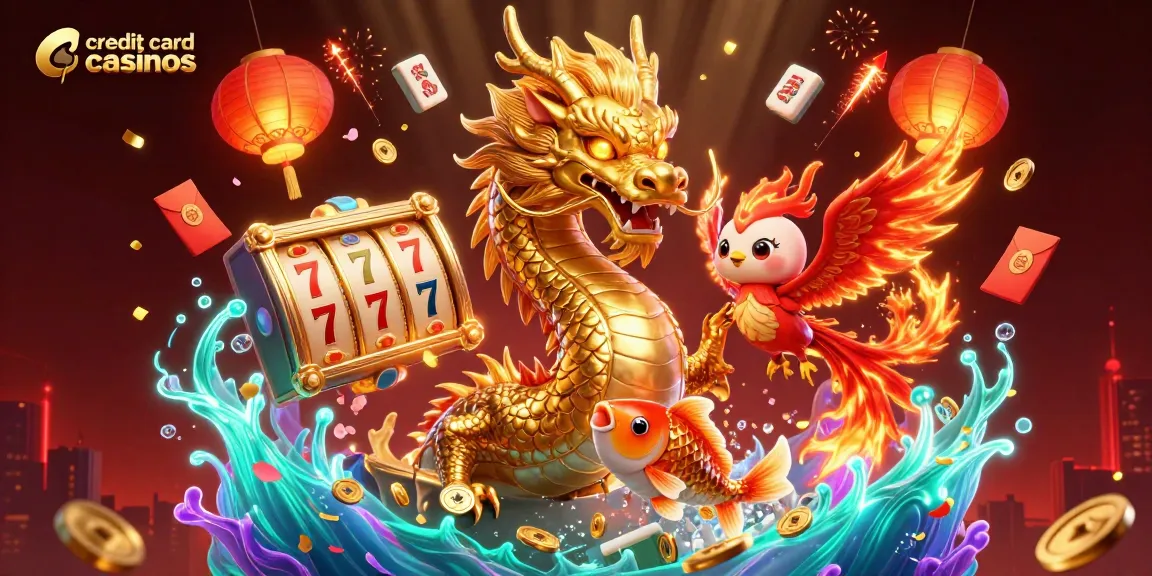 Experience the thrill of credit card casinos with dynamic characters and game elements in a vibrant digital illustration.