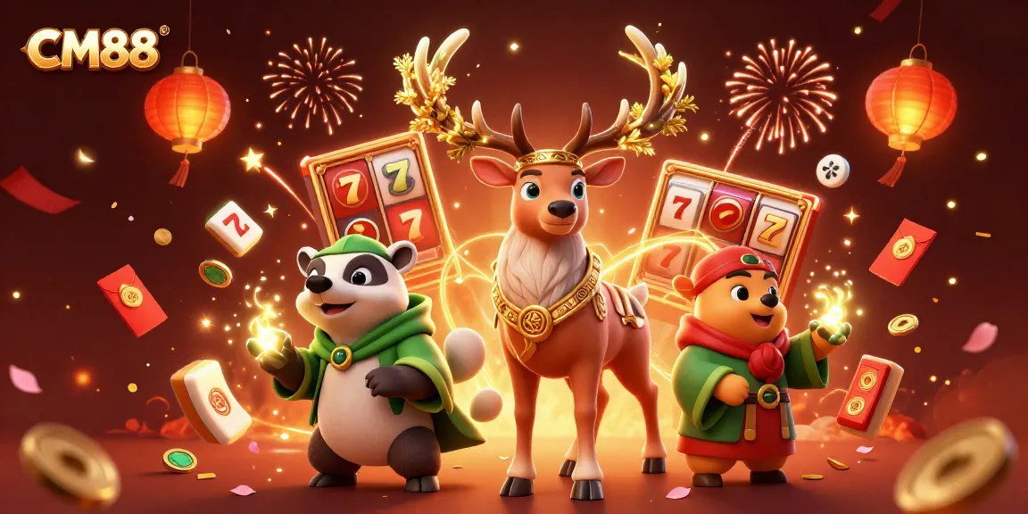 Experience the excitement of CM88 casino through this rich 3D illustration filled with game elements.