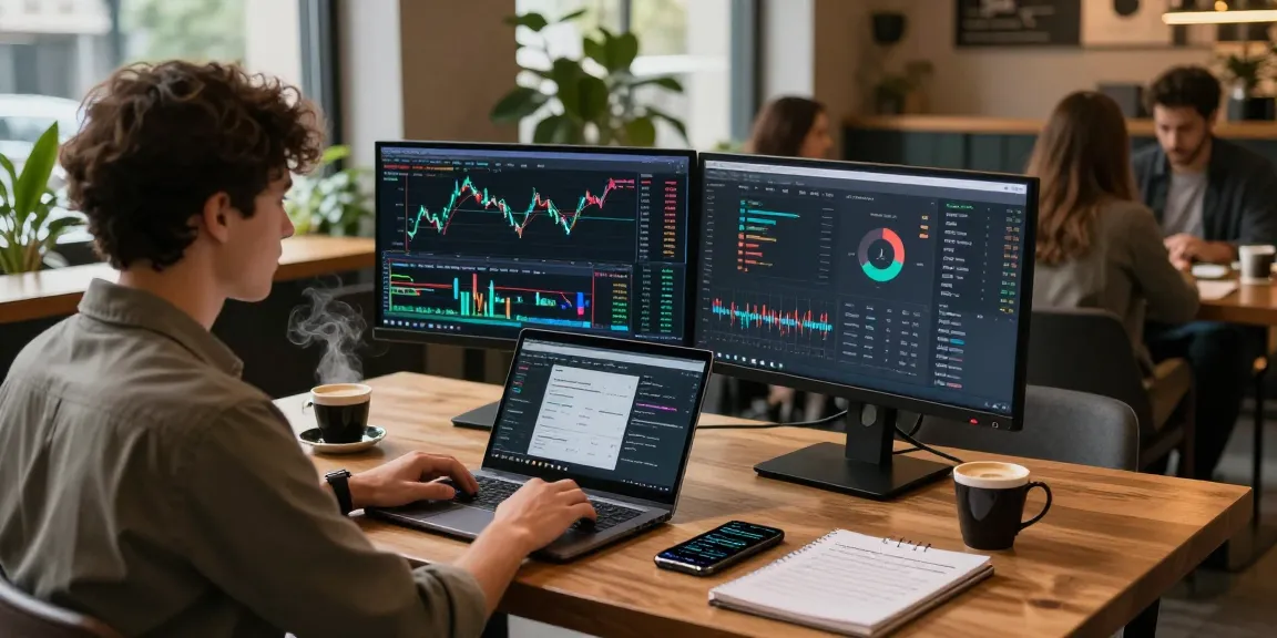 Funexchange platform showcasing cryptocurrency trading in a vibrant coffee shop environment, highlighting innovative tools and market analysis.