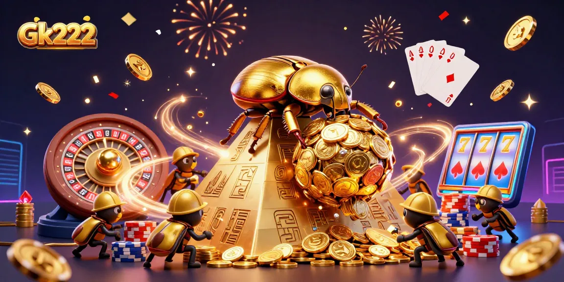 Spin the reels at Gk222 with a vibrant scene of golden coins and exciting game elements