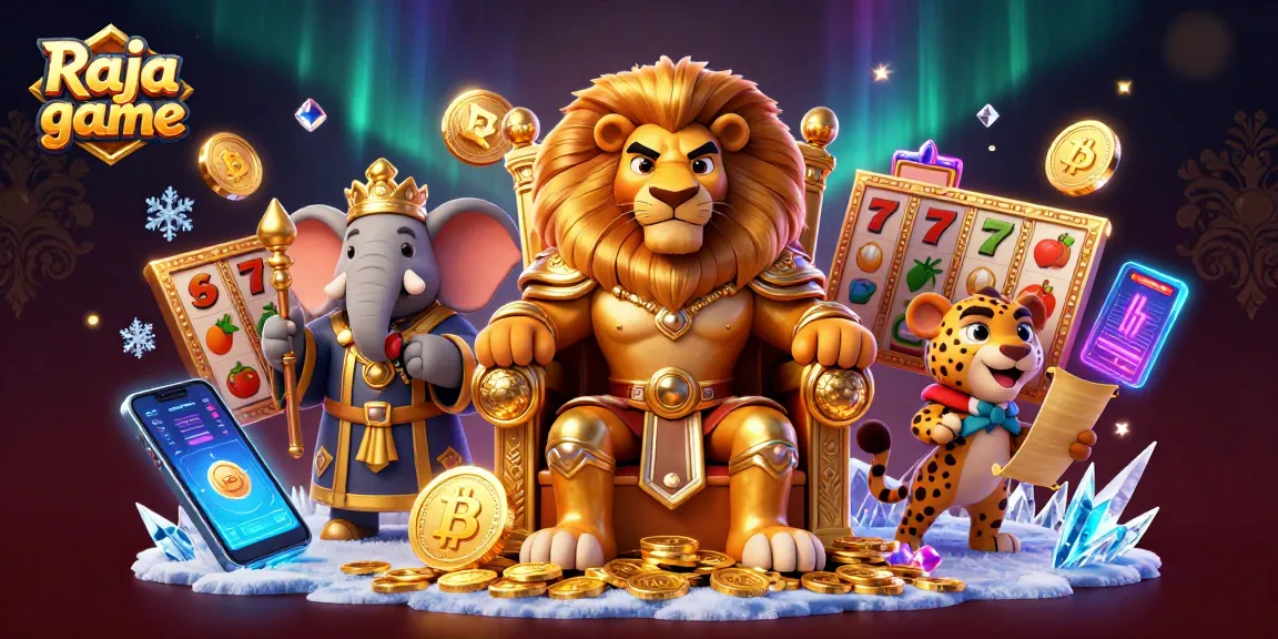 Engage with Raja game and discover thrilling slots, jackpot counters, and crypto elements in this dynamic casino scene.