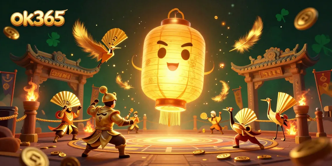 Experience thrilling bets at OK365 with the vibrant lantern spirit and dynamic characters in a rich casino scene.