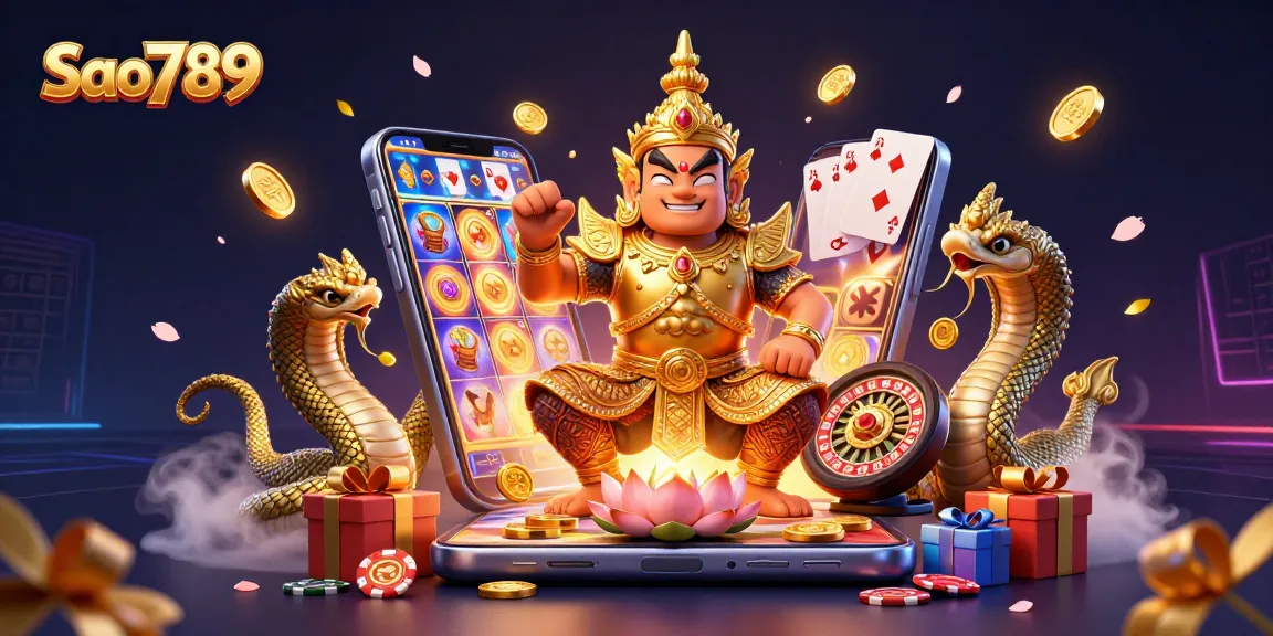 Sao789 captivates with thrilling gameplay features and vibrant slot experiences in an enticing 3D illustration.