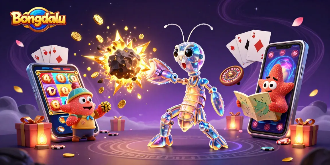 Engage with Bongdalu in an epic scene featuring casino elements and vibrant characters.