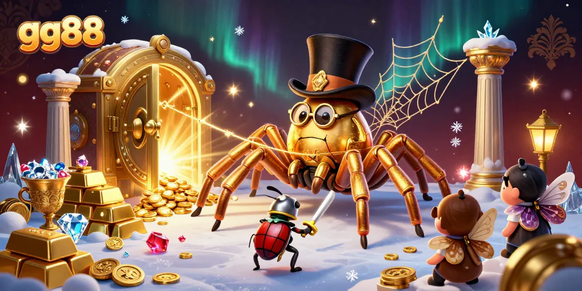 Engage with casino excitement at gg88 featuring a golden tarantula and beetle knight in a vibrant scene.