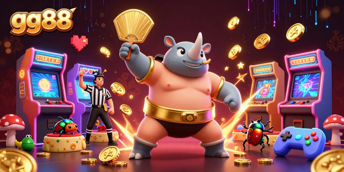 Engage in thrilling gaming with gg88 as the rhinoceros beetle champion upholds casino excitement, sending coins flying.