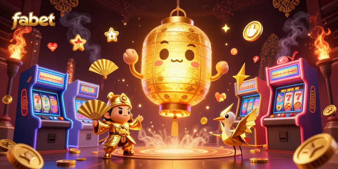 Engage with fabet's vibrant casino scene featuring a glowing lantern spirit and lucky symbols