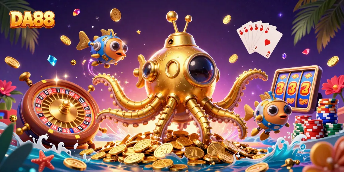 Experience thrilling adventures at DA88 with a colorful scene filled with games, riches, and excitement.