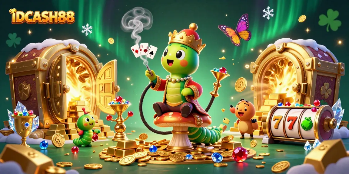 Experience thrilling gameplay at IDCASH88 with our vivid casino scene featuring rich graphics and iconic symbols.