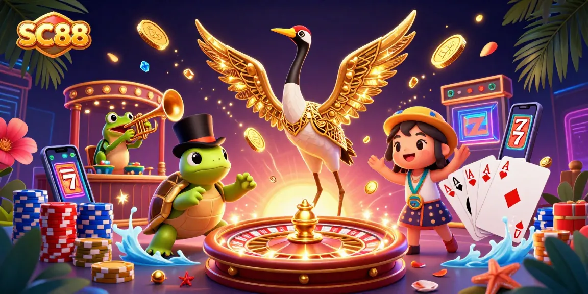 Engage with SC88's exciting casino games, featuring vibrant characters and immersive gaming elements.