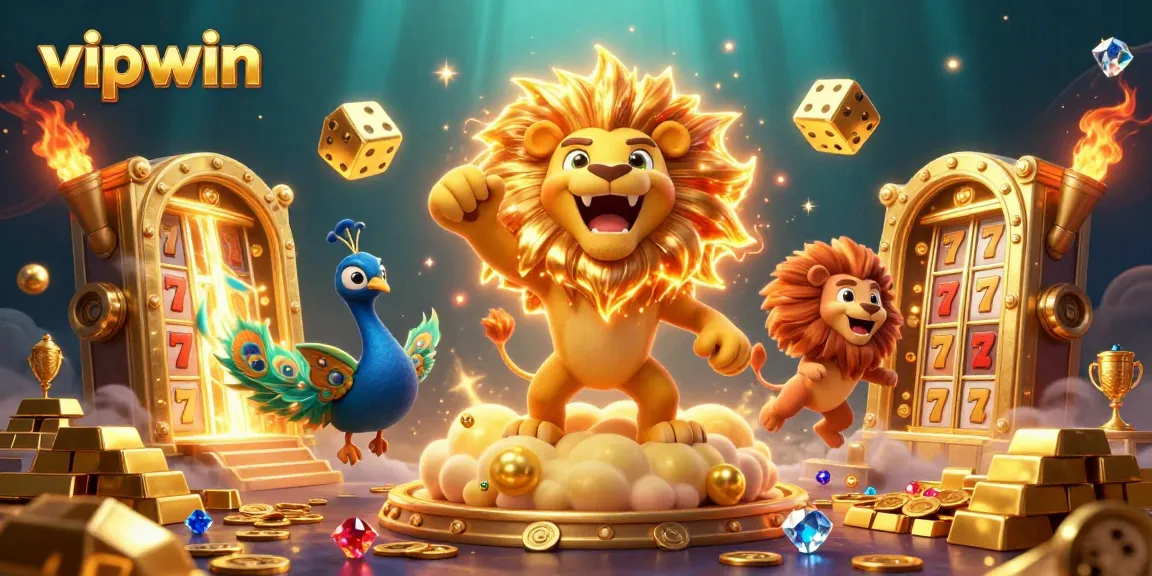 Play slots and win big with vipwin's vibrant illustrations showcasing exciting casino elements.