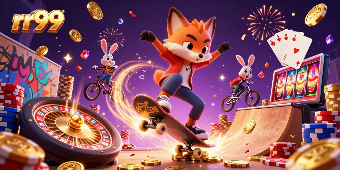 Experience thrilling action with rr99 as a cartoon fox and rabbit showcase casino tricks!