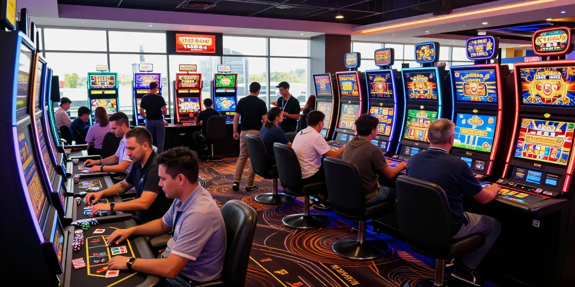 Vibrant casino scene showcasing players engaging at credit card casinos, highlighting https://thebls.org.uk and game excitement.