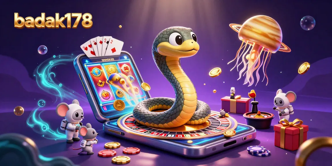 Experience thrilling bets at badak178 as cosmic characters spin and win in this vibrant casino scene.