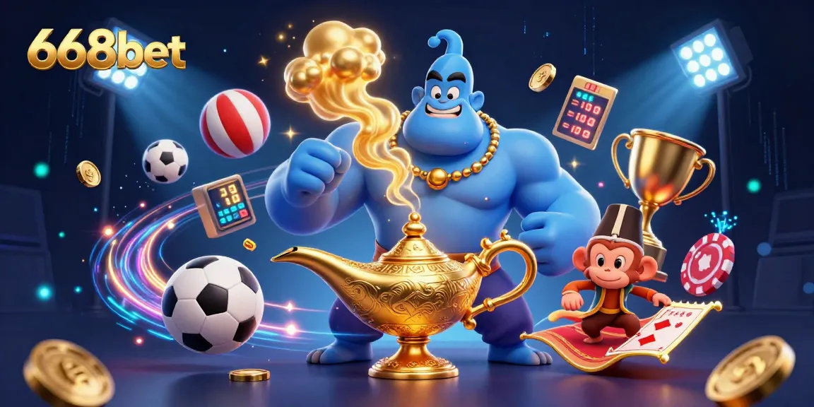 Experience the thrill with 668bet's exhilarating games, surrounded by vibrant sports elements.