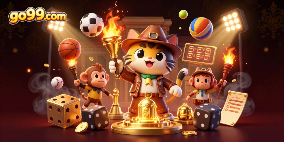Engage in thrilling adventures at go99com with an explorer cat discovering golden casino artifacts.