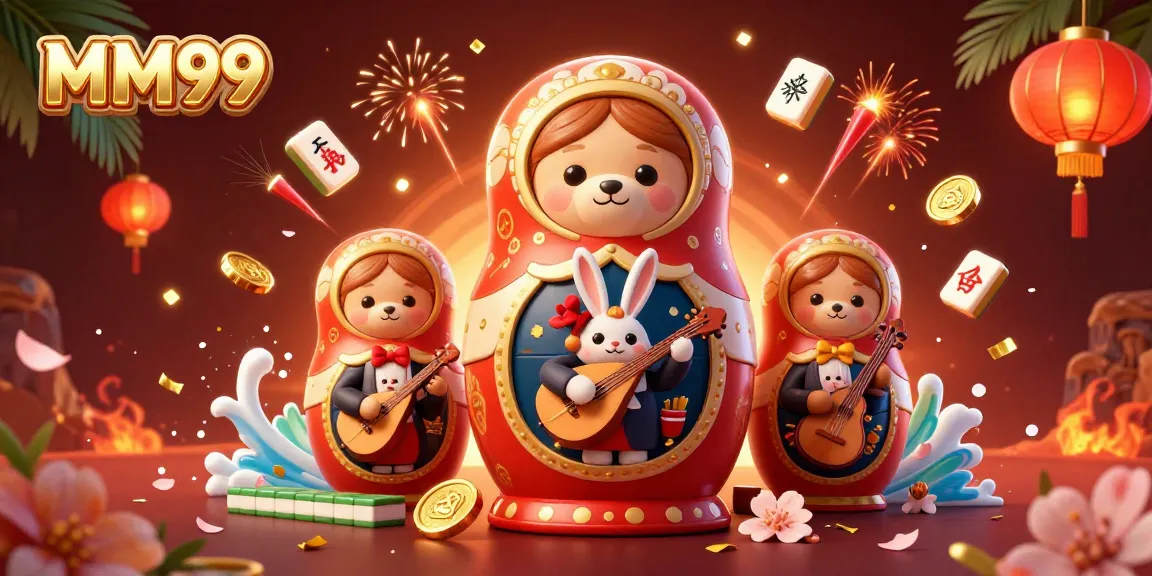 Experience excitement at MM99 with a festive casino scene showcasing dealer bears and vibrant decorations.