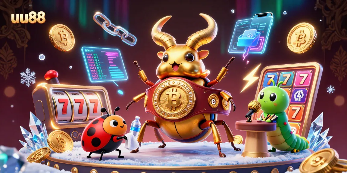 uu88 showcases thrilling slot games with golden beetle champions in a captivating 3D scene.