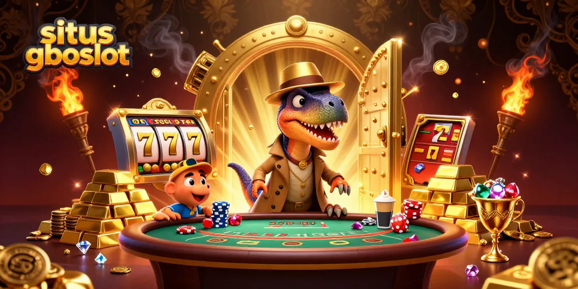 Situs gboslot menampilkan velociraptor bermain blackjack dengan suasana kasino yang kaya.
