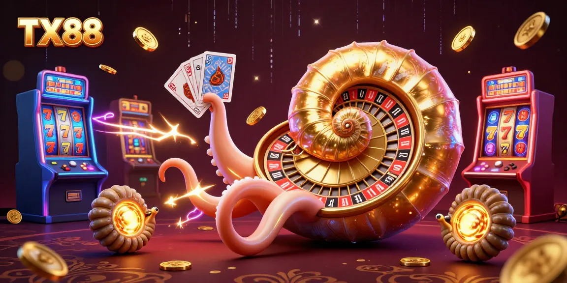 Experience thrilling gameplay at TX88 with a vibrant 3D casino scene featuring slot machines and classic gaming elements.