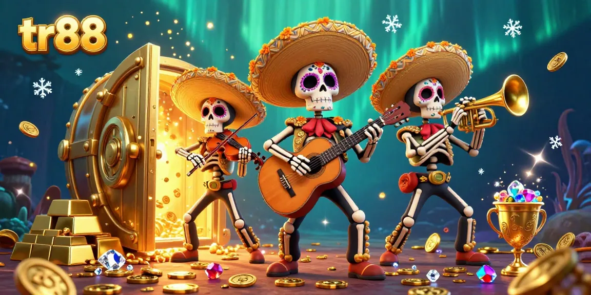 Engage with the thrilling world of tr88 featuring a vibrant mariachi band amidst golden treasures.