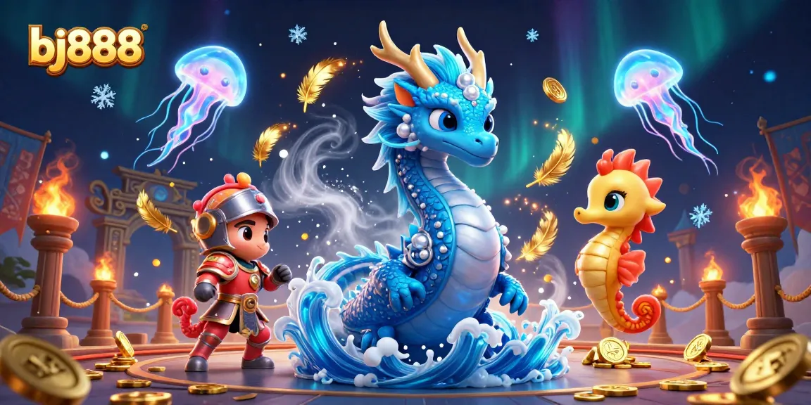 Experience thrilling cockfighting action with bj888 featuring a majestic water dragon and vibrant marine life.
