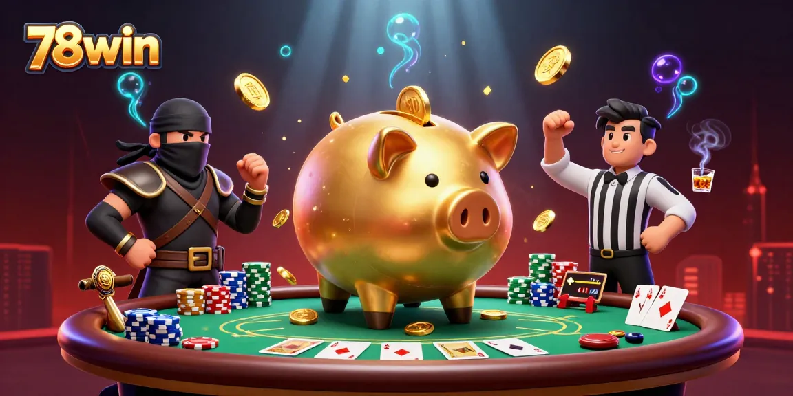 Experience thrilling gameplay at 78win with an exciting dynamic casino scene featuring vibrant characters and poker elements.