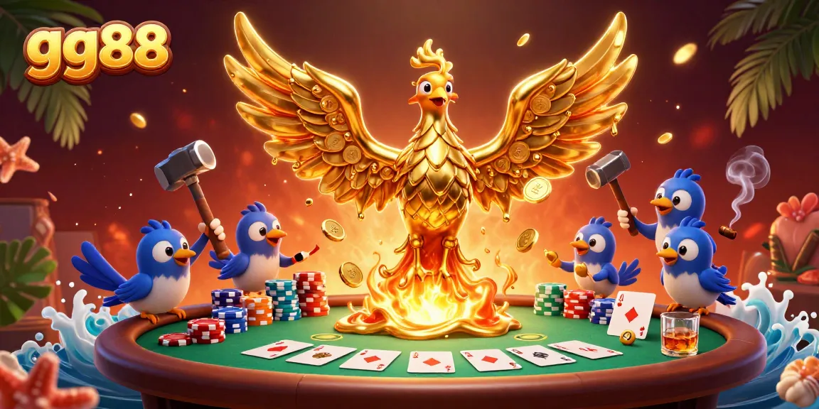 Engage with gg88 as the golden phoenix and poker elements create an enchanting online casino atmosphere.