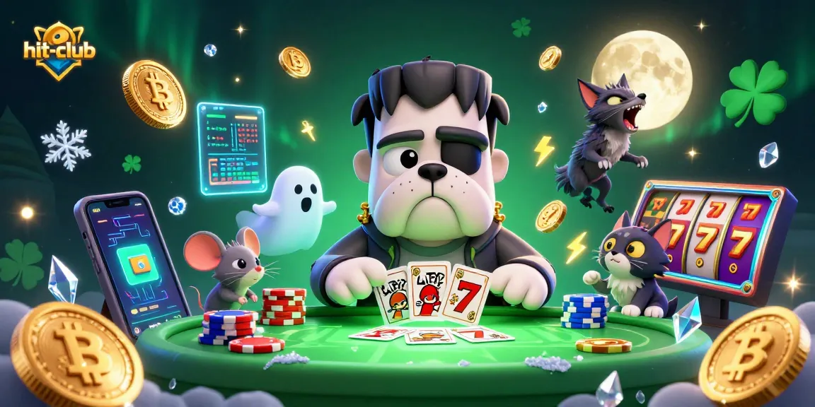 Engage in thrilling gameplay at hit-club with unique characters like a bulldog dealer and ghost mouse.