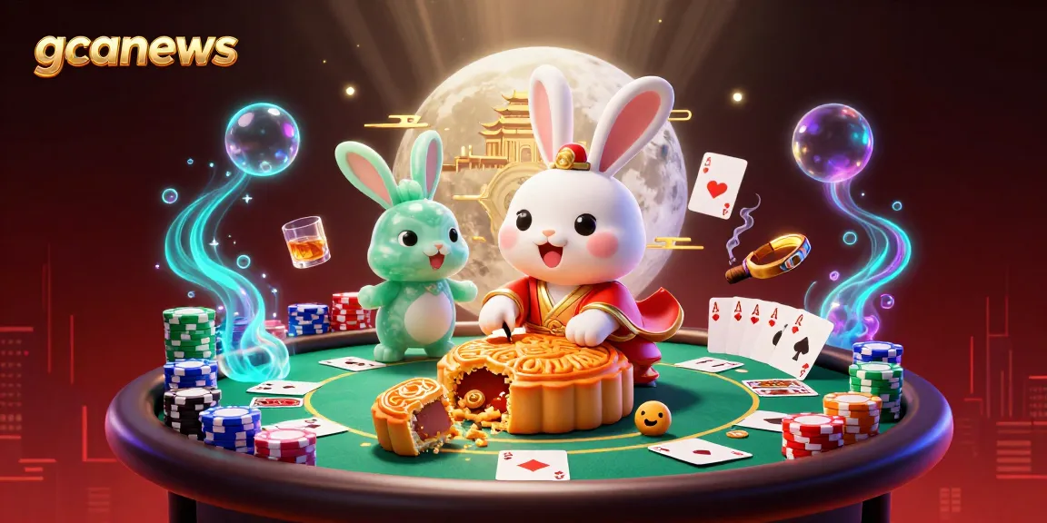 Bet on excitement with gcanews featuring a moon rabbit and poker-themed elements.
