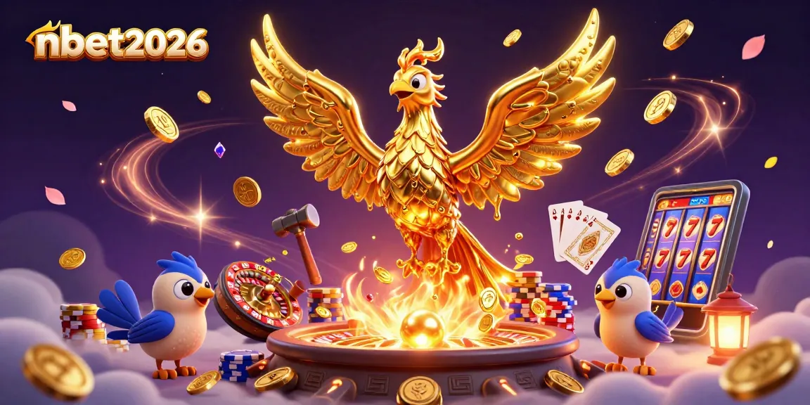 Experience the thrill of nbet2026 with a molten gold phoenix surrounded by casino elements.