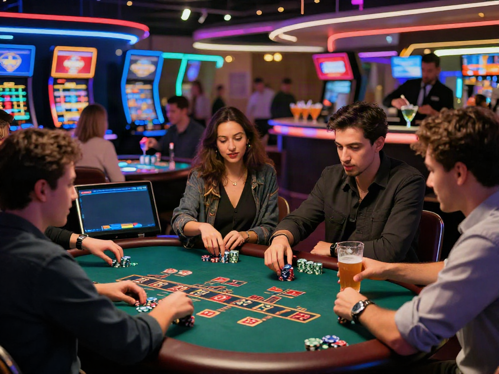 Casino sans Depot players engaging in games at a lively casino table