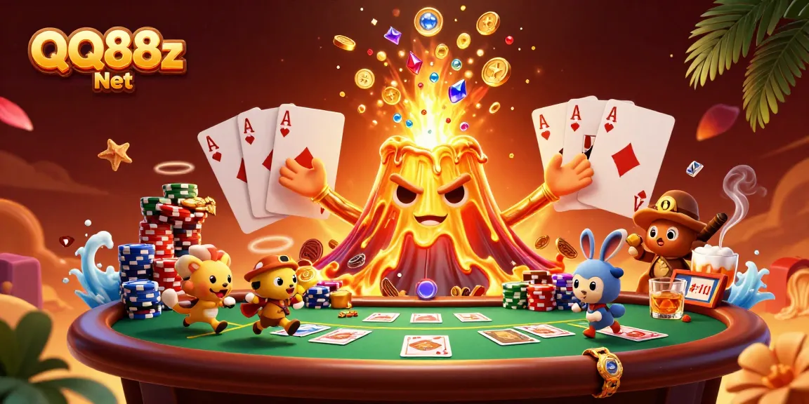 Experience winning at QQ88z Net with vibrant gaming elements in this 3D casino scene.