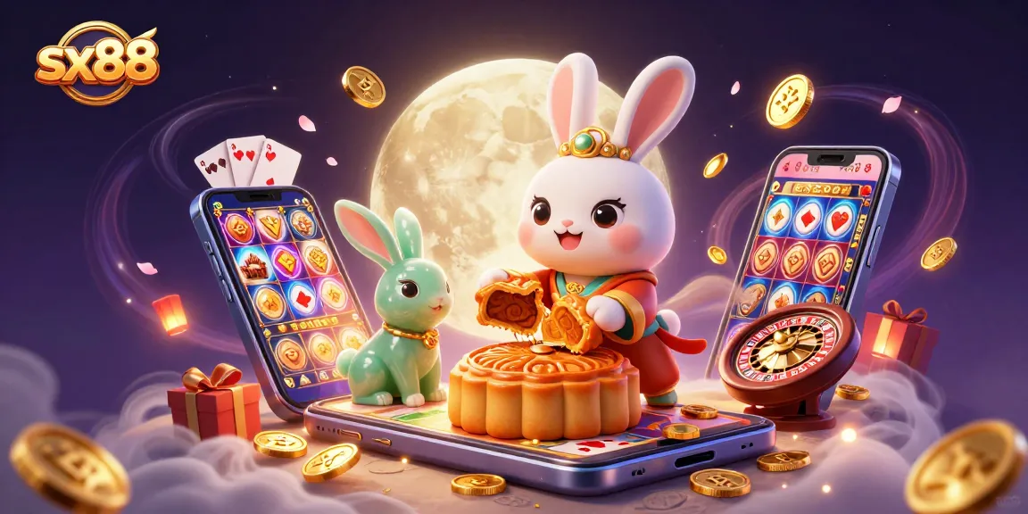 Engage in exciting gameplay with SX88, featuring a whimsical moon rabbit at a lunar casino.