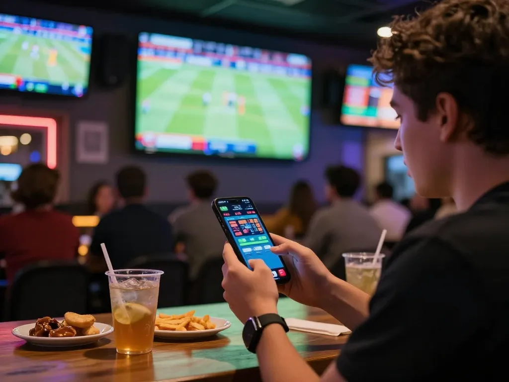 SC88 betting enthusiast placing live bets on mobile app during thrilling sports event.