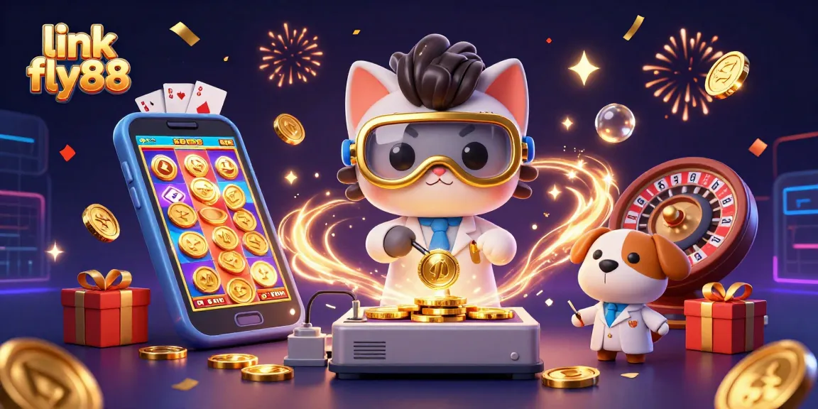 Exciting games at link fly88 showcased with whimsical 3D characters, offering golden rewards for players.