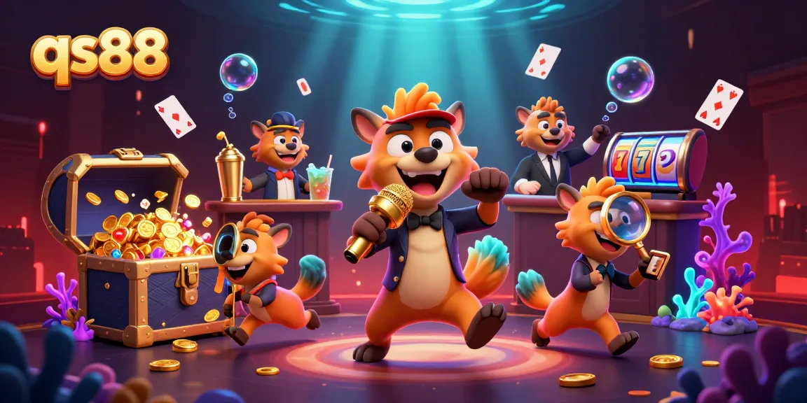 qs88 hyenas hosting a vibrant comedy casino club with dynamic gaming elements
